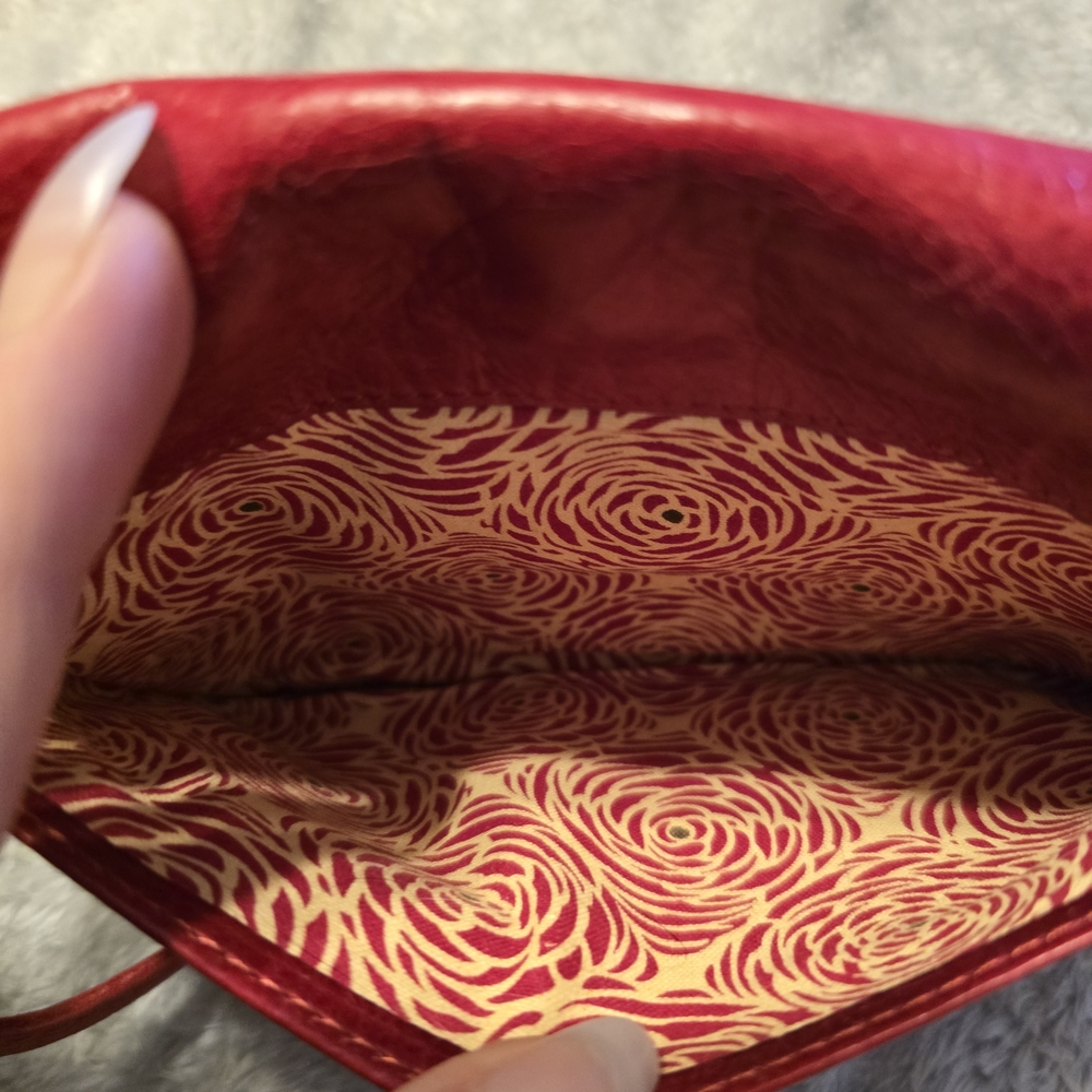 HOBO Red Leather Wristlet Crossbody Clutch - Picture 3 of 7